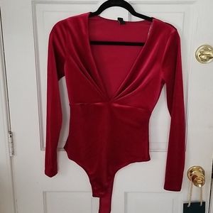 NWT Red Velour Bodysuit